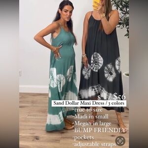 Talahula Sand dollar Chic Green and White Maxi Dress